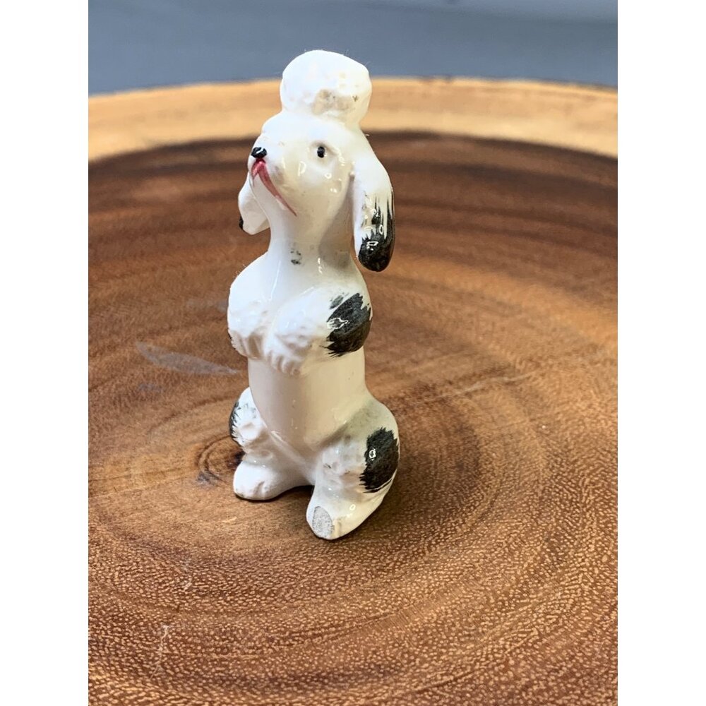 Vintage Japan Porcelain Black & White Poodle Figurine
